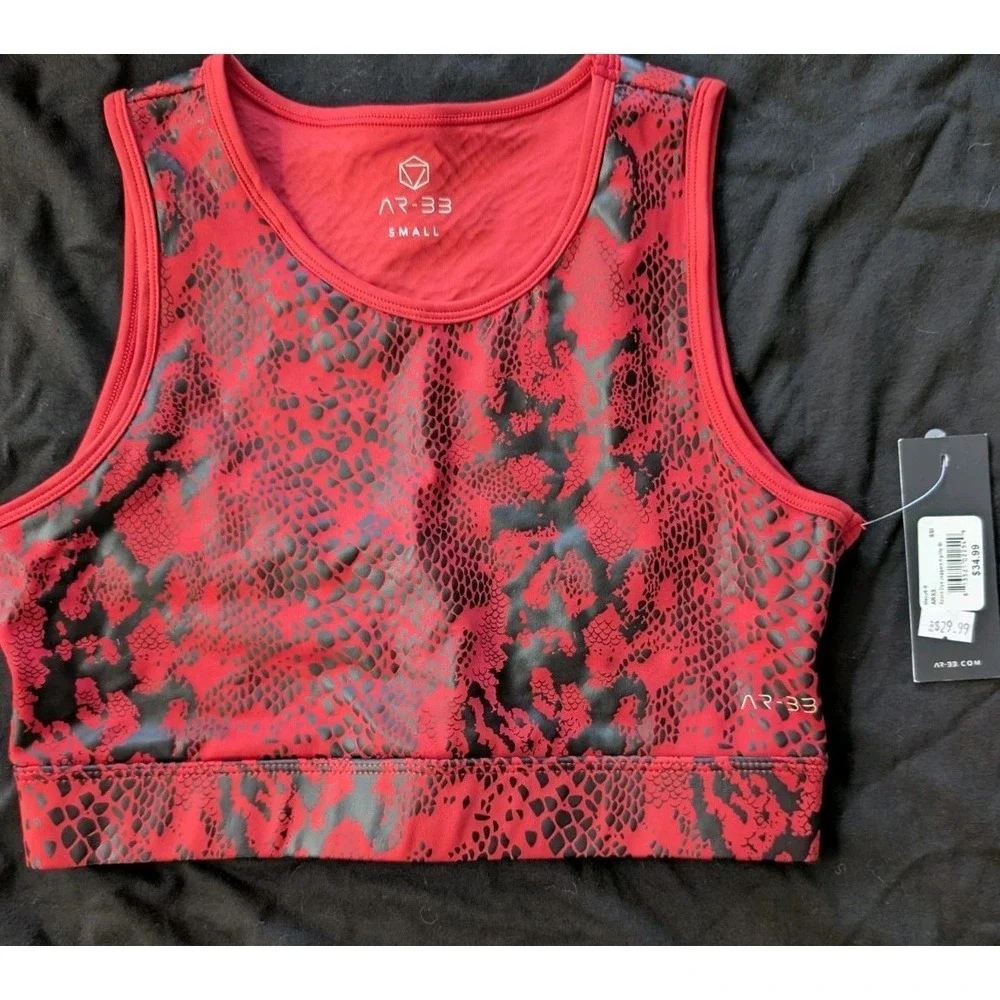 Red & Black Snakeskin Print Macy ARX5 Womens Jogger Agility Bra AR-33 Size Small